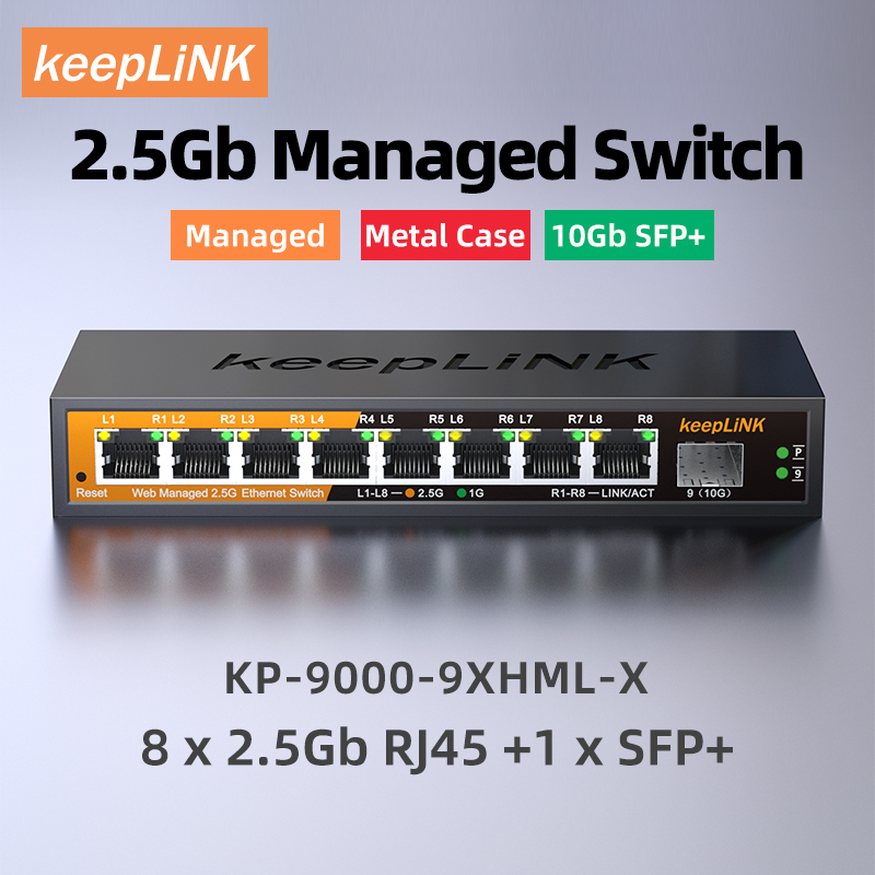 Sfp+ 10G Managed Switch 8 Port - Switch gerenciado KeepLiNK de 2,5 Gb